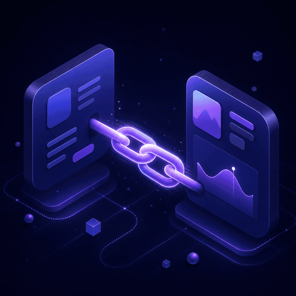 Illustration of a link connecting two panels